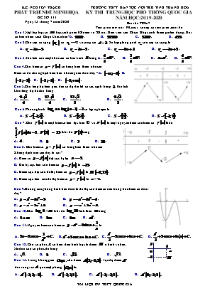 Đề thi THPT Quốc gia môn Toán - Đề số 111 - Năm học 2019-2020 - Lê Nguyên Thạch (Có đáp án)